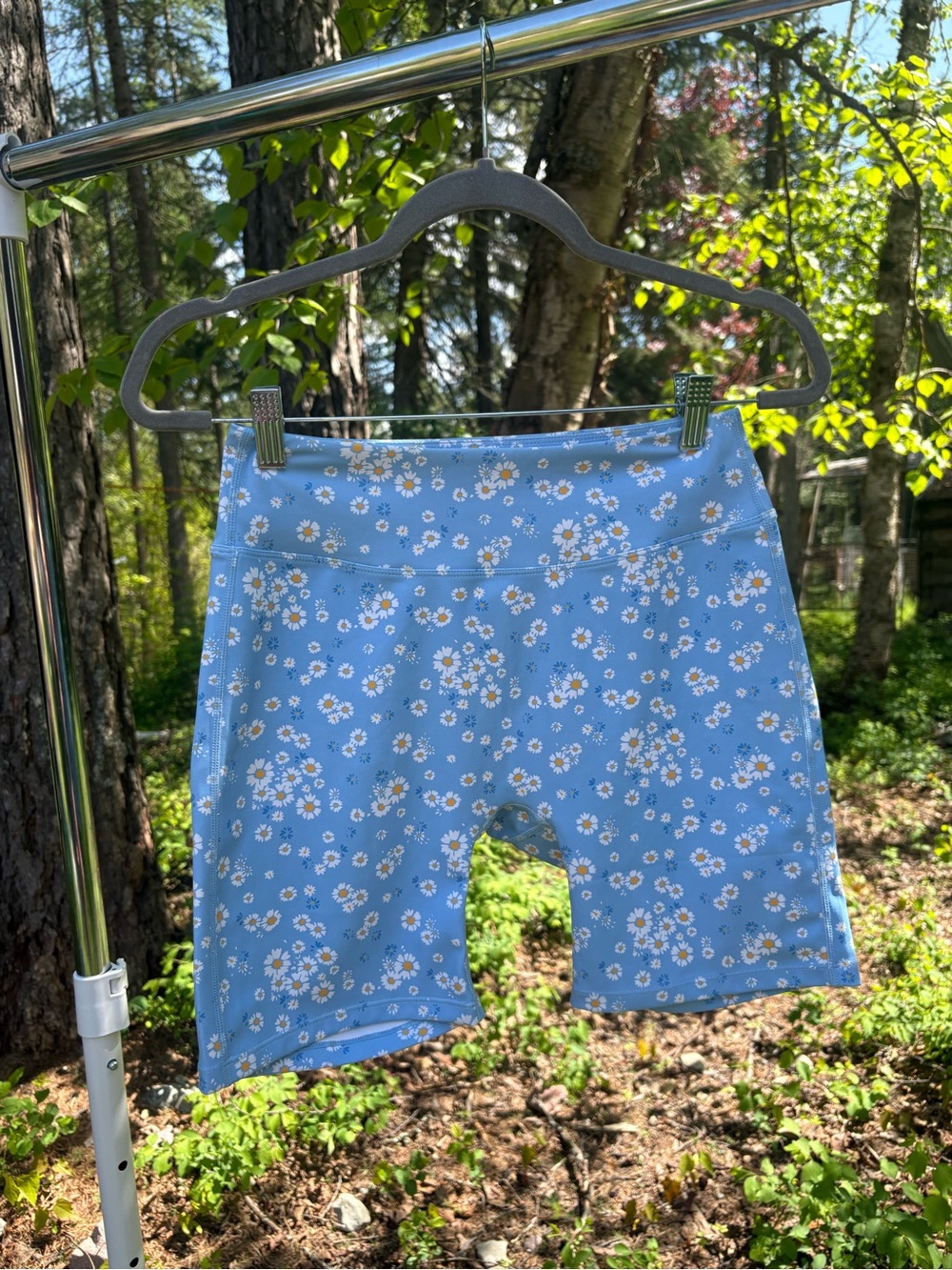 Blue Floral Bike Shorts for Women - Lightweight Activewear